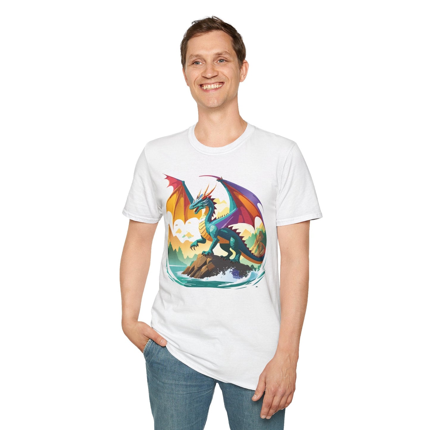 Dragon T Shirt Unisex Dragon Shirt Animal Design Softstyle Tee 100 Percent Cotton
