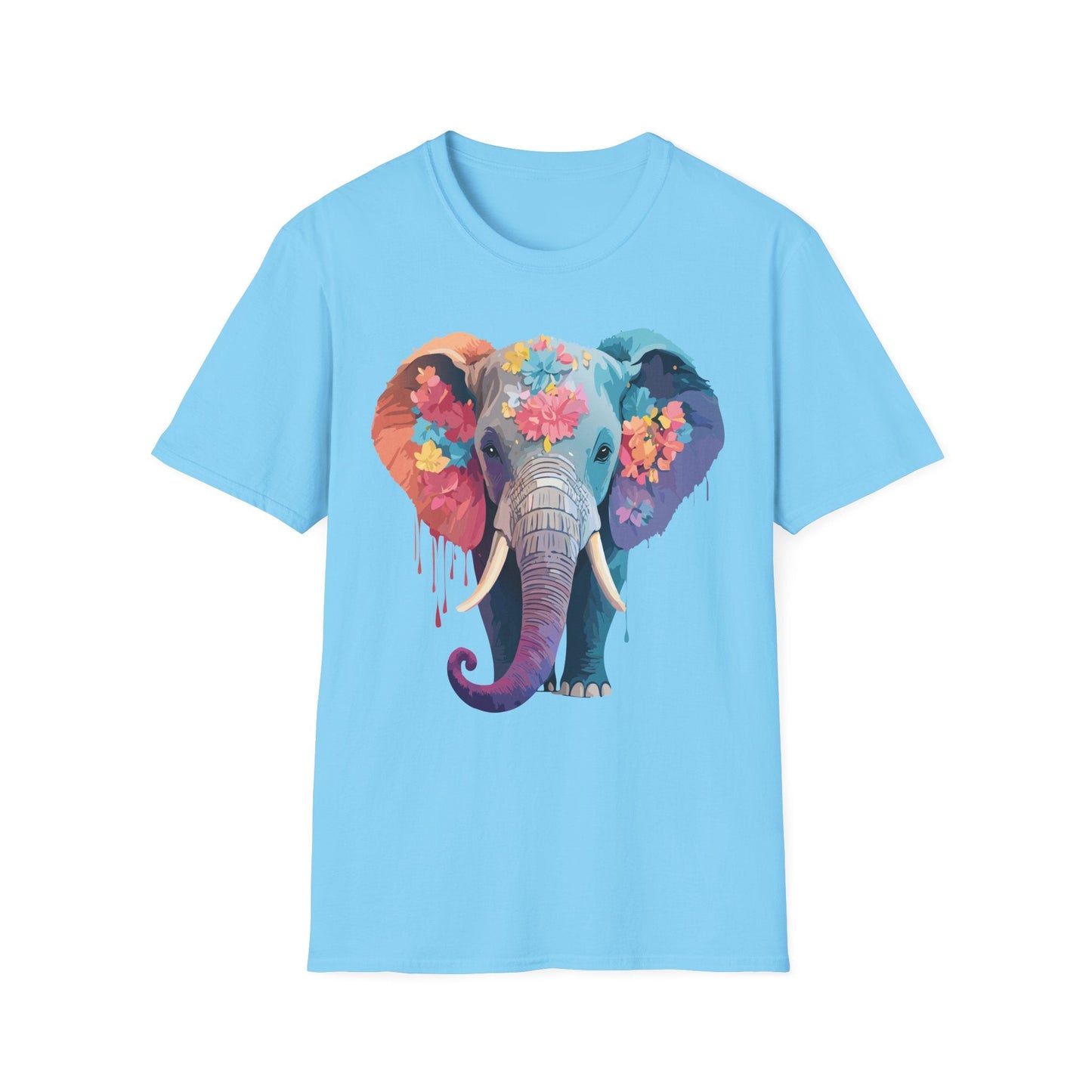 Unisex Elephant T Shirt Gildan SoftStyle 64000 100 Percent Ring Spun Cotton Tee Shirt