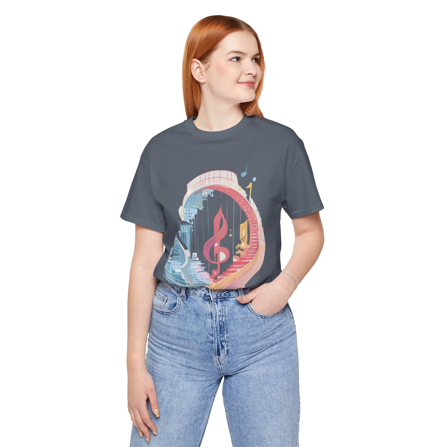 Music Graphic Unisex 100 Cotton Vintage Art with Musical Elements Tee 33