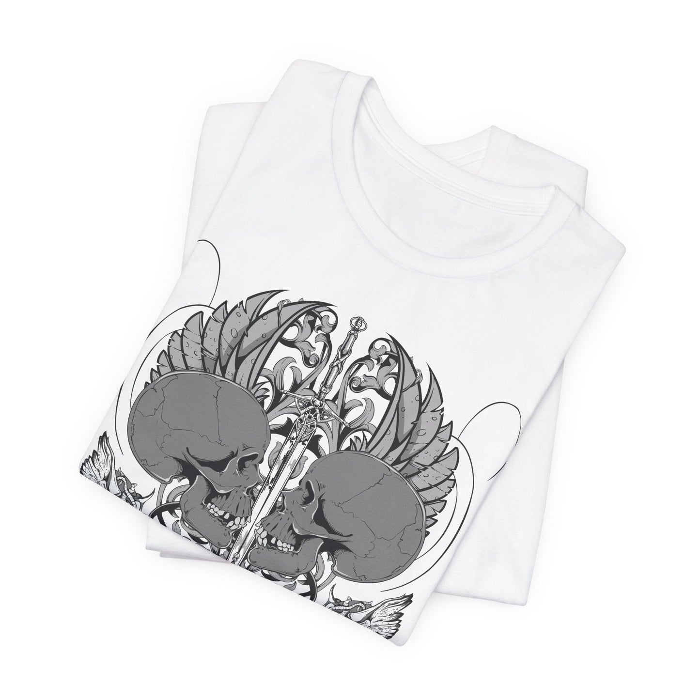 Honor Loyalty crest tee Gothic heraldry skulls wings emblem Art-48