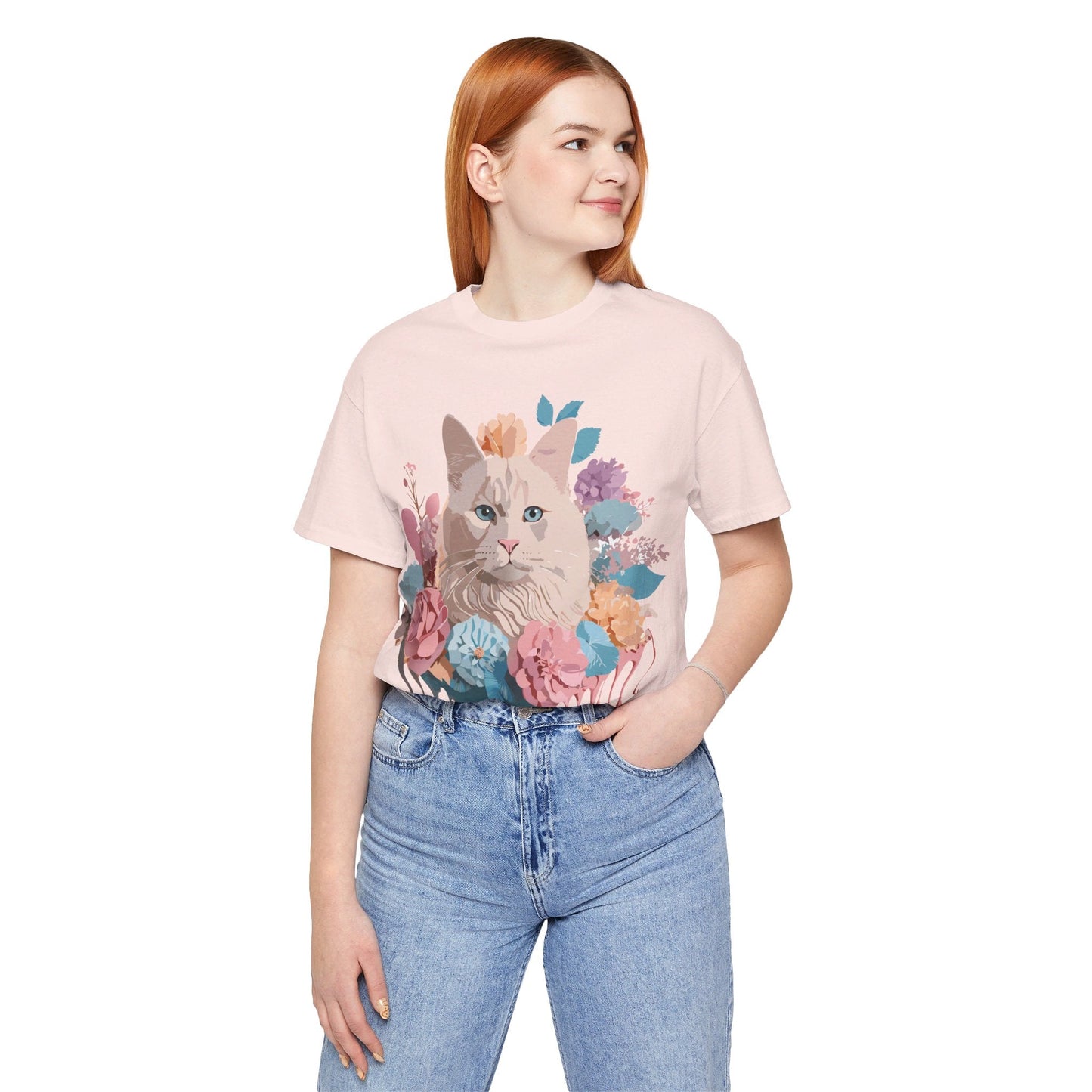 Cat Graphic Tee Unisex Short Sleeve Shirt With Vintage Art Adelpha