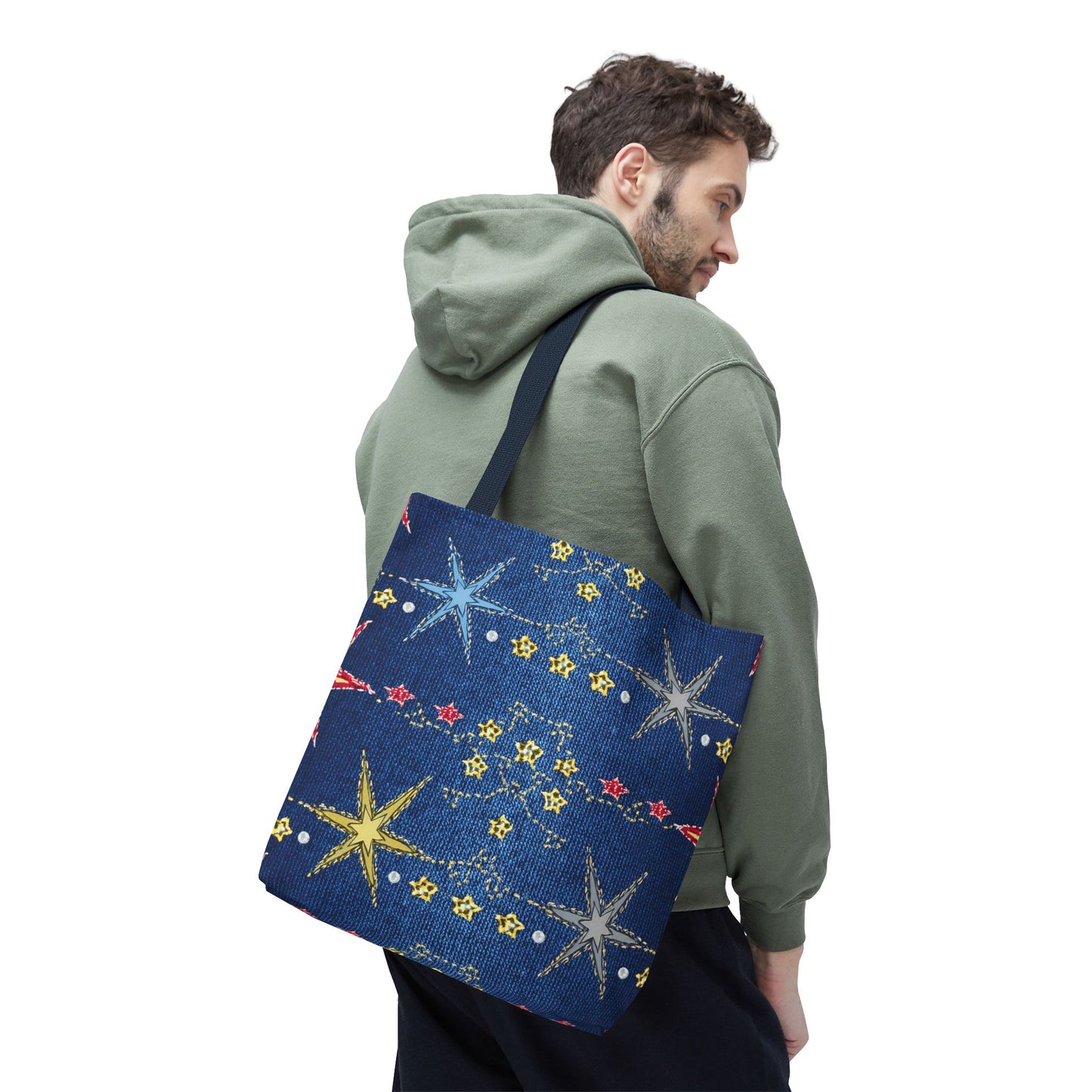 Denim Fabric Imitation Print Unisex Canvas Bag Poly Spun 3 Sizes Tote Bag 181