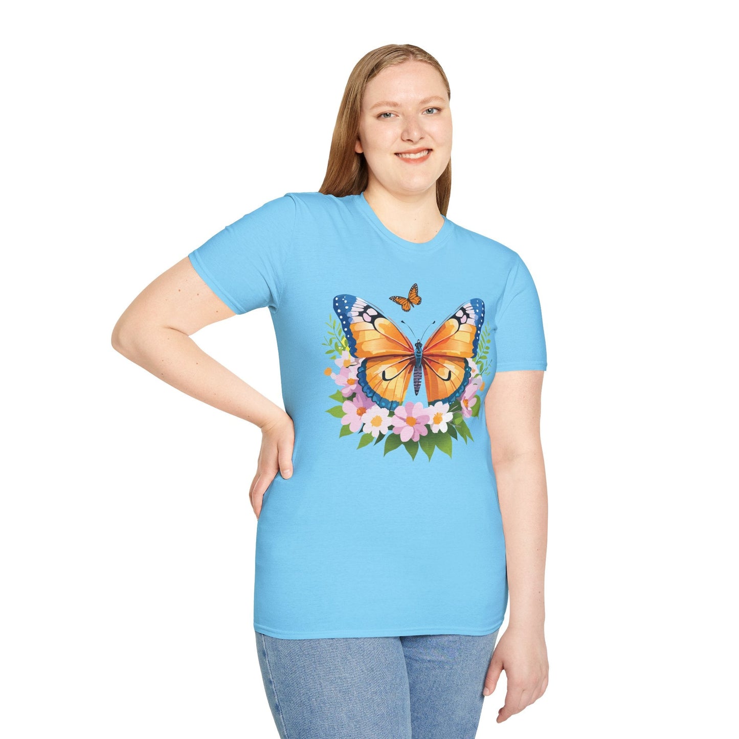 Butterfly Shirt Unisex Cotton Tee Monarch Butterfly Design Gildan Softstyle 64000 Short Sleeve