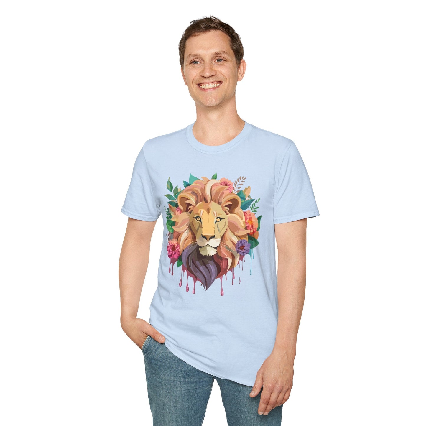 Lion Shirt Unisex Softstyle Tee 100 Percent Ring Spun Cotton Animal Print