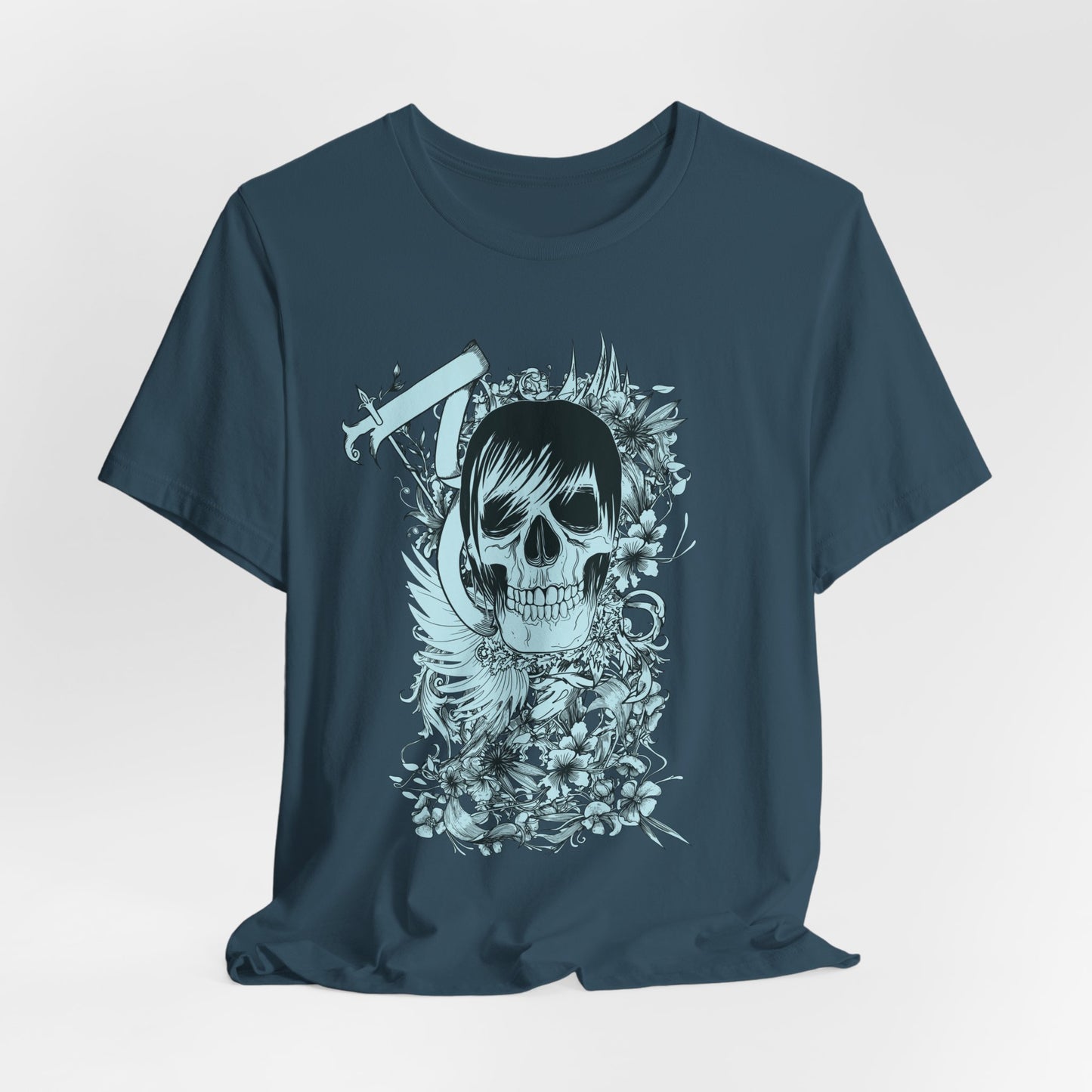 Sky Skull Graphic Design Tee, Skull Shirt, Vintage Tees, Art Design T-Shirt, Vintage Graphic Tee, Art Shirts with Skulls