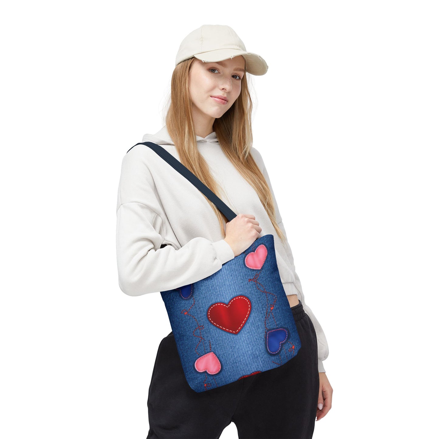 Love Day Graphic Design Denim Fabric Imitation Print Unisex Canvas Bag POLY 3 Sizes Tote Bag 201-23