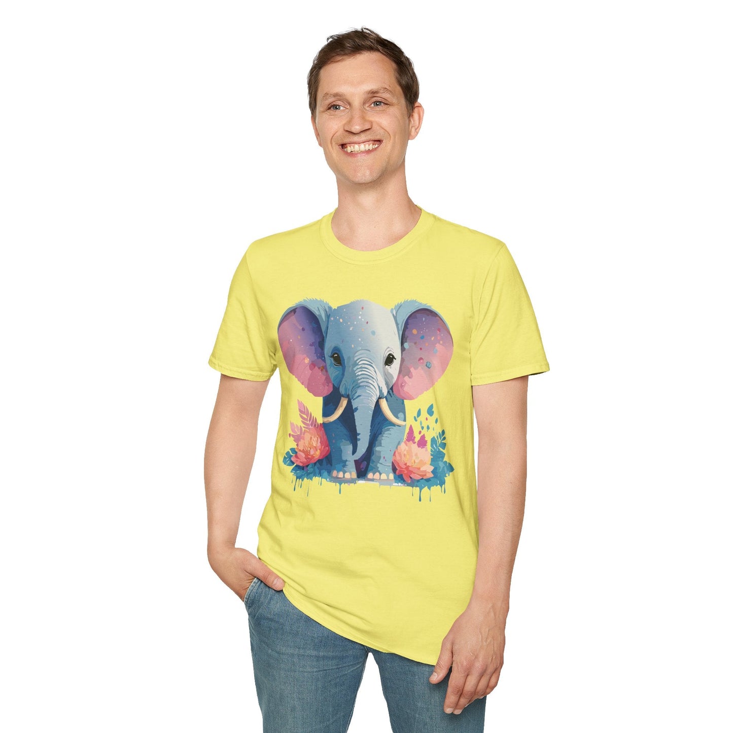 Elephant T Shirt For Adults Unisex Gildan Softstyle 64000 100 Percent Ring Spun Cotton Tee