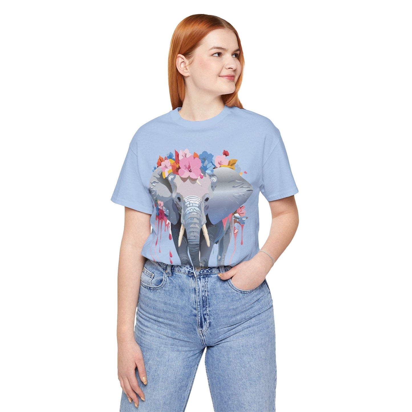 Elephant Graphic Tee Unisex Short Sleeve Jersey With Vintage Inspired Adelpha Artwork