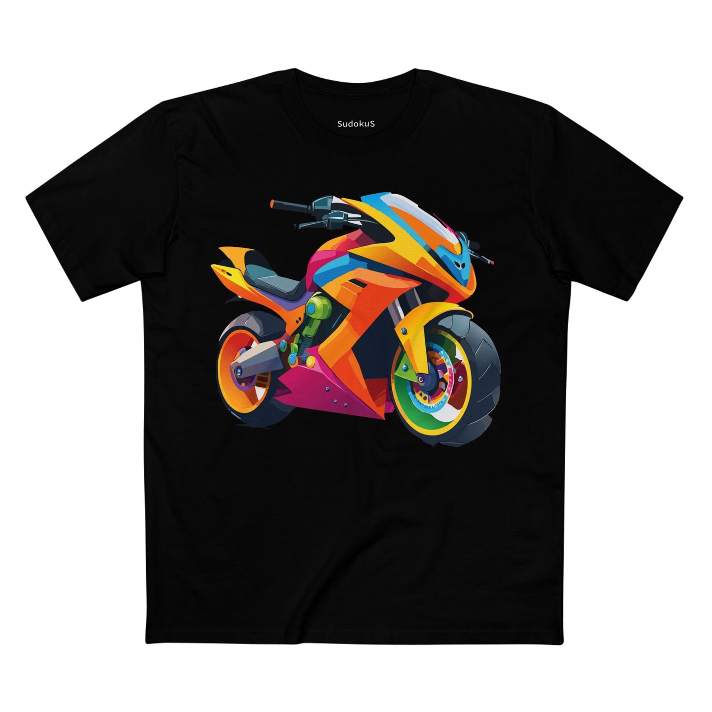 Moto Bike Graphic Unisex 100 Cotton Staple Tee 8