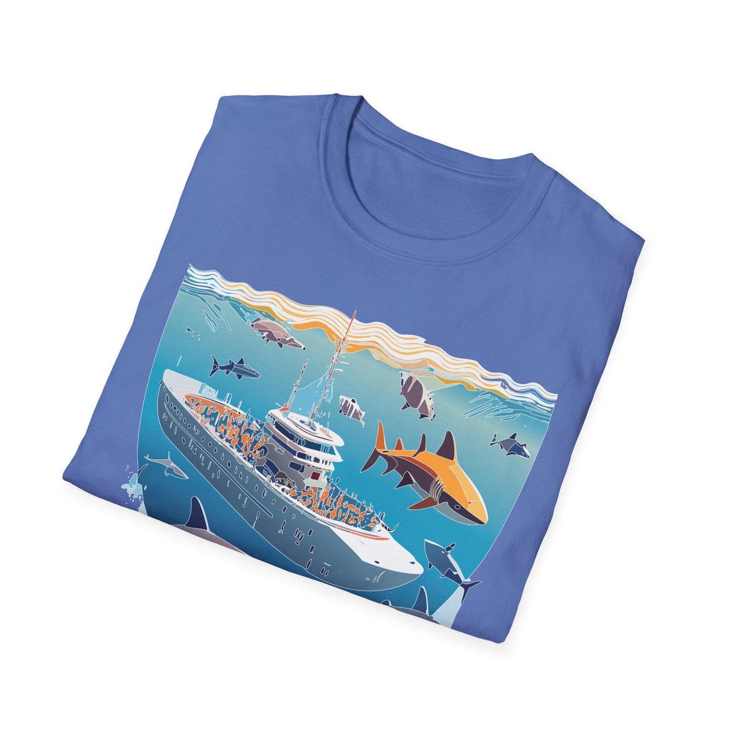 Ocean Tee Shirt Unisex Softstyle Short Sleeve With Ocean Art Design 100 Percent Ring Spun Cotton