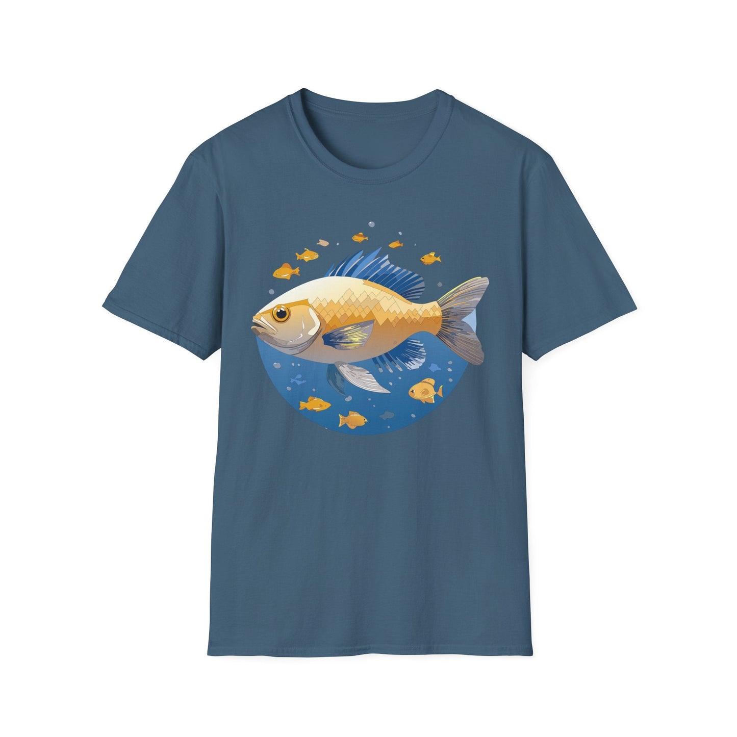 Fish Art Graphic Tee Shirt Unisex Gildan Softstyle 64000 100 Percent Ring Spun Cotton
