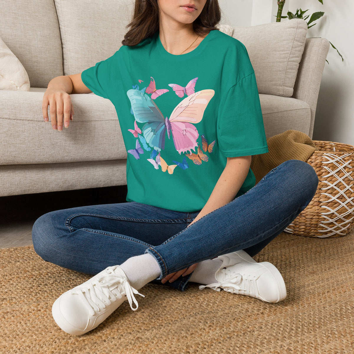 Colorful Butterfly Graphic Design Unisex 100 Cotton Gildan T-Shirt