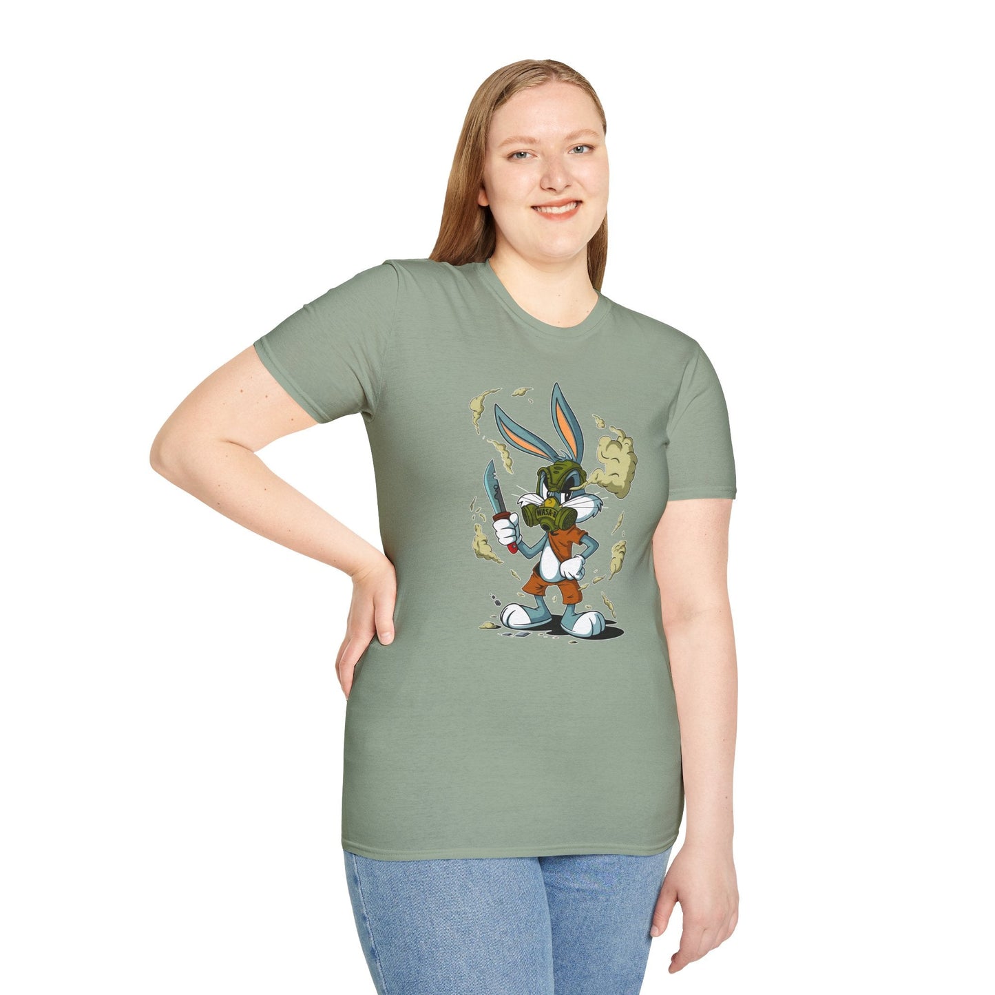 Cartoon Bunny Graphic Unisex Cotton Animal Animation Artwork Design Tee 17
