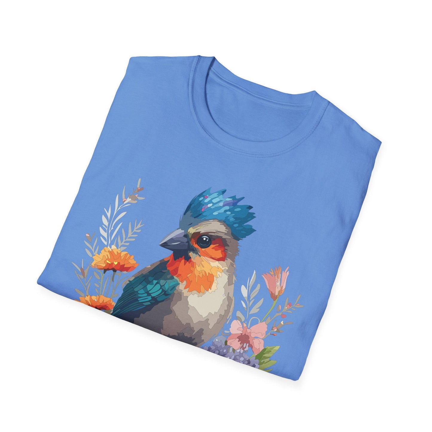 Floral Bird T Shirt Unisex Softstyle Tee 100 Percent Ring Spun Cotton Gildan 64000