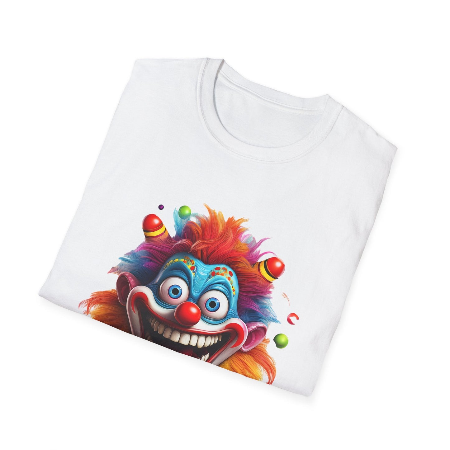 Clown Themed Unisex T Shirt Funny Man Circus Scary Man Tee Gildan Softstyle 64000 Cotton
