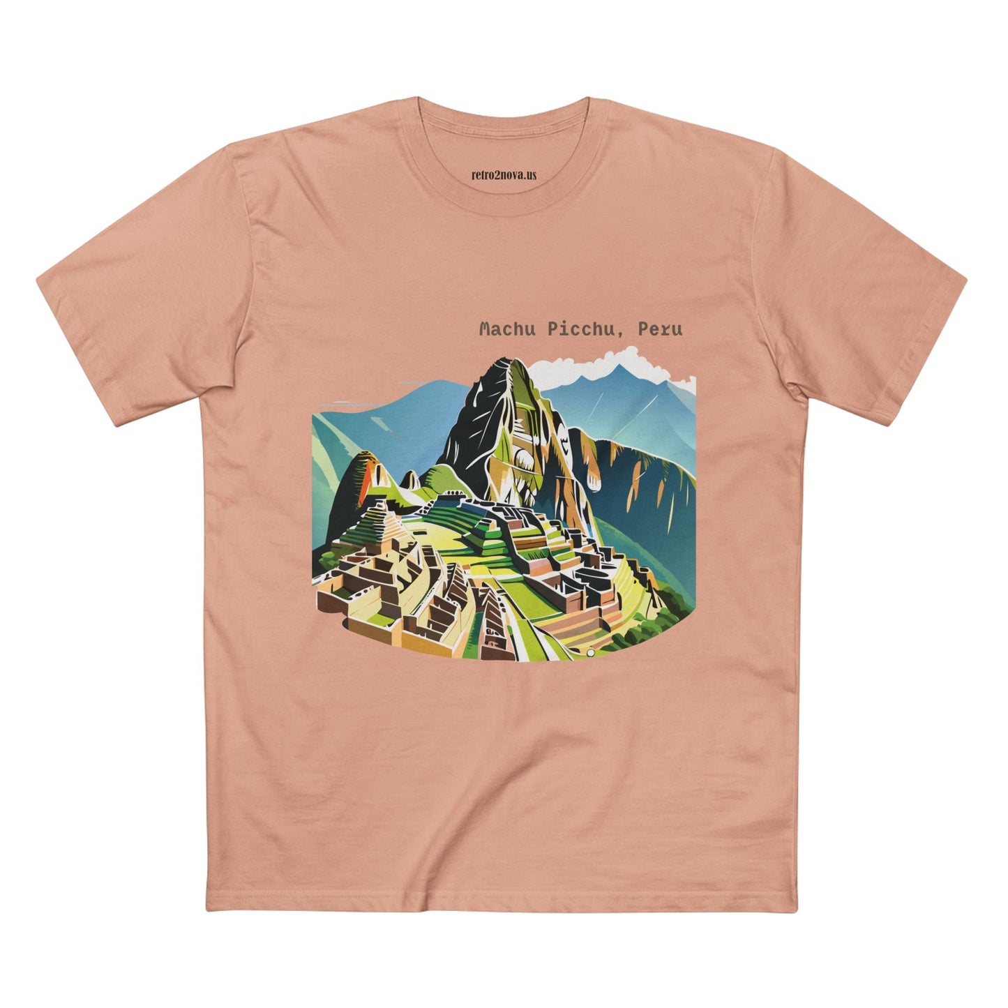 Unisex Machu Picchu Travel Shirt Premium Cotton Tee With Original Retro2Nova Art Design