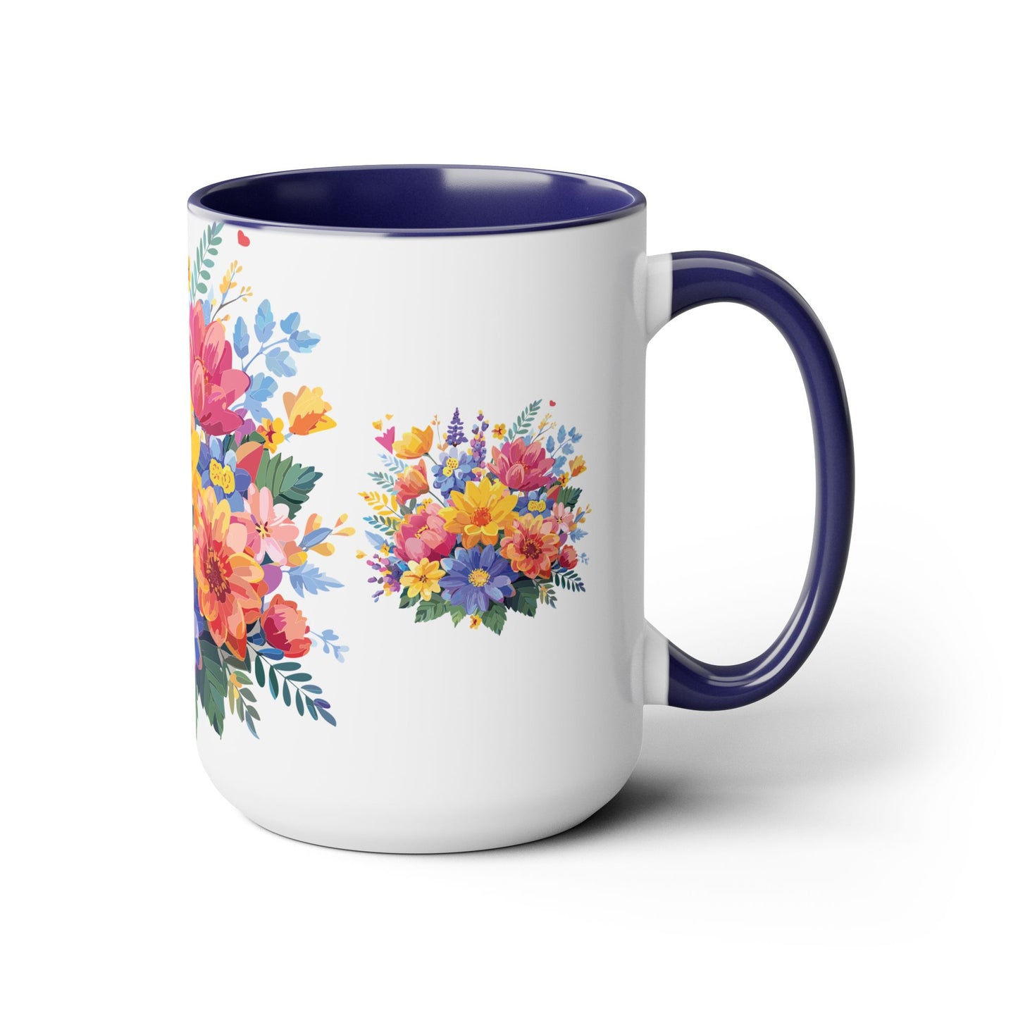 Two-Tone Coffee Mug with flowers