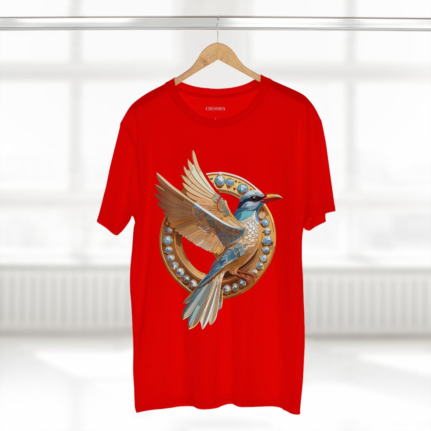 Bird Graphic Unisex 100 Cotton Tee With Unique Animal Golden Medallion Art Design 20