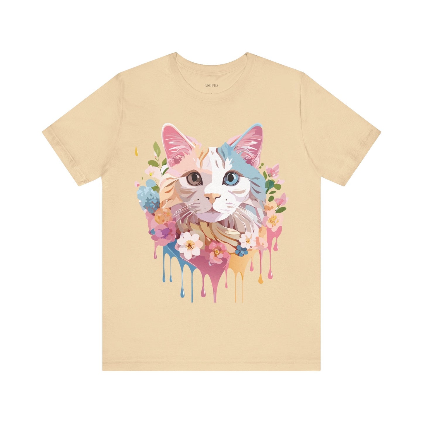 Cat Graphic Tee Unisex Short Sleeve Shirt With Adelpha Artwork