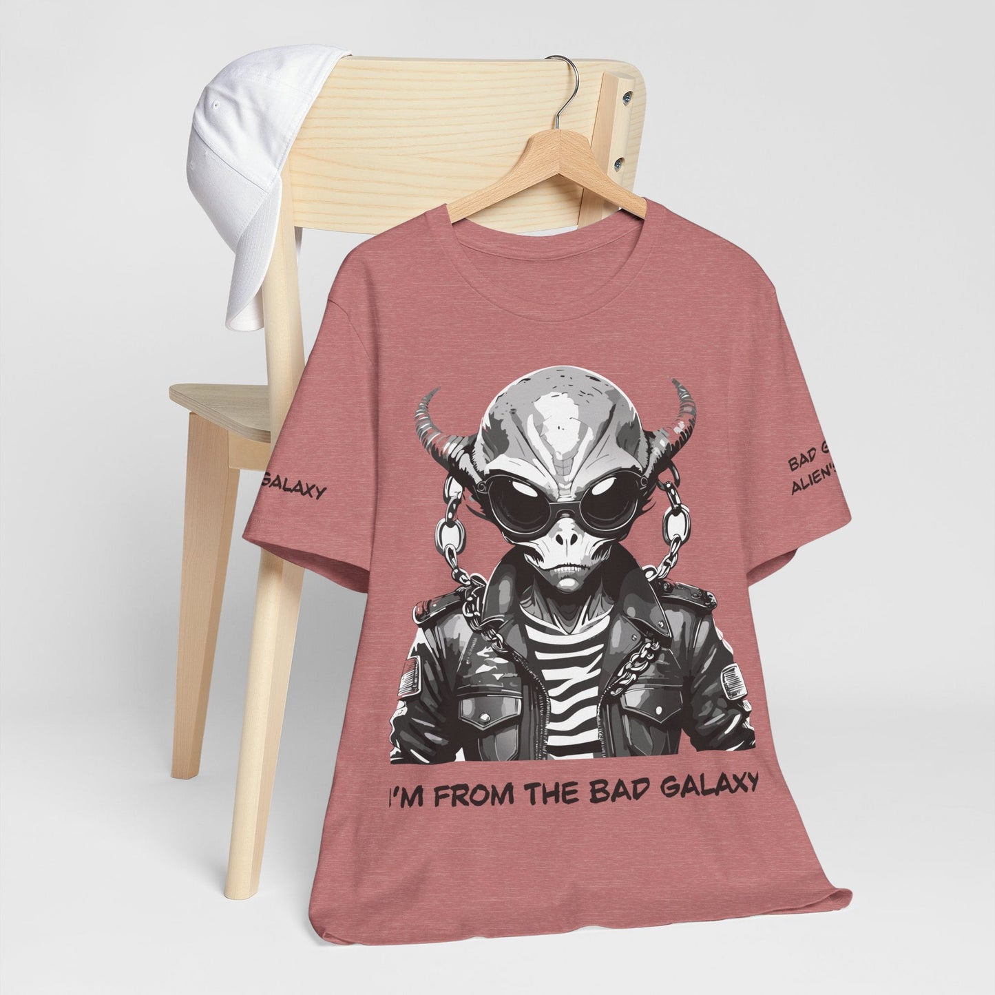 Tee Shirt With Alien From Bad Galaxy One Hundred Percent Cotton Lightweight USA Made With Eco Inks