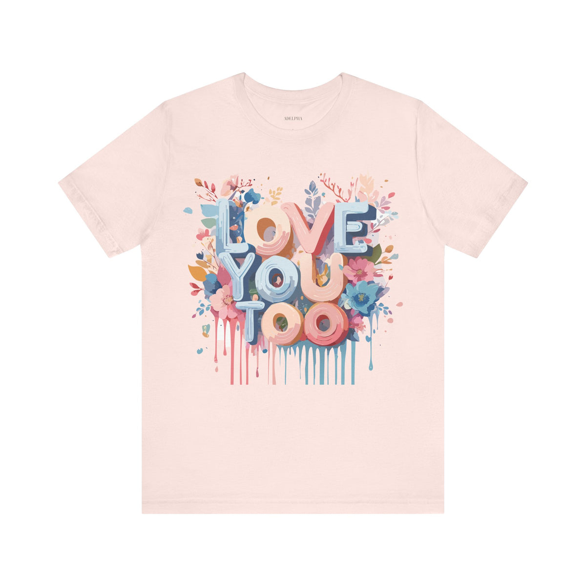 Valentine's Day Graphic Unisex Cotton Bella+Canvas Tee with Floral Art Design d97