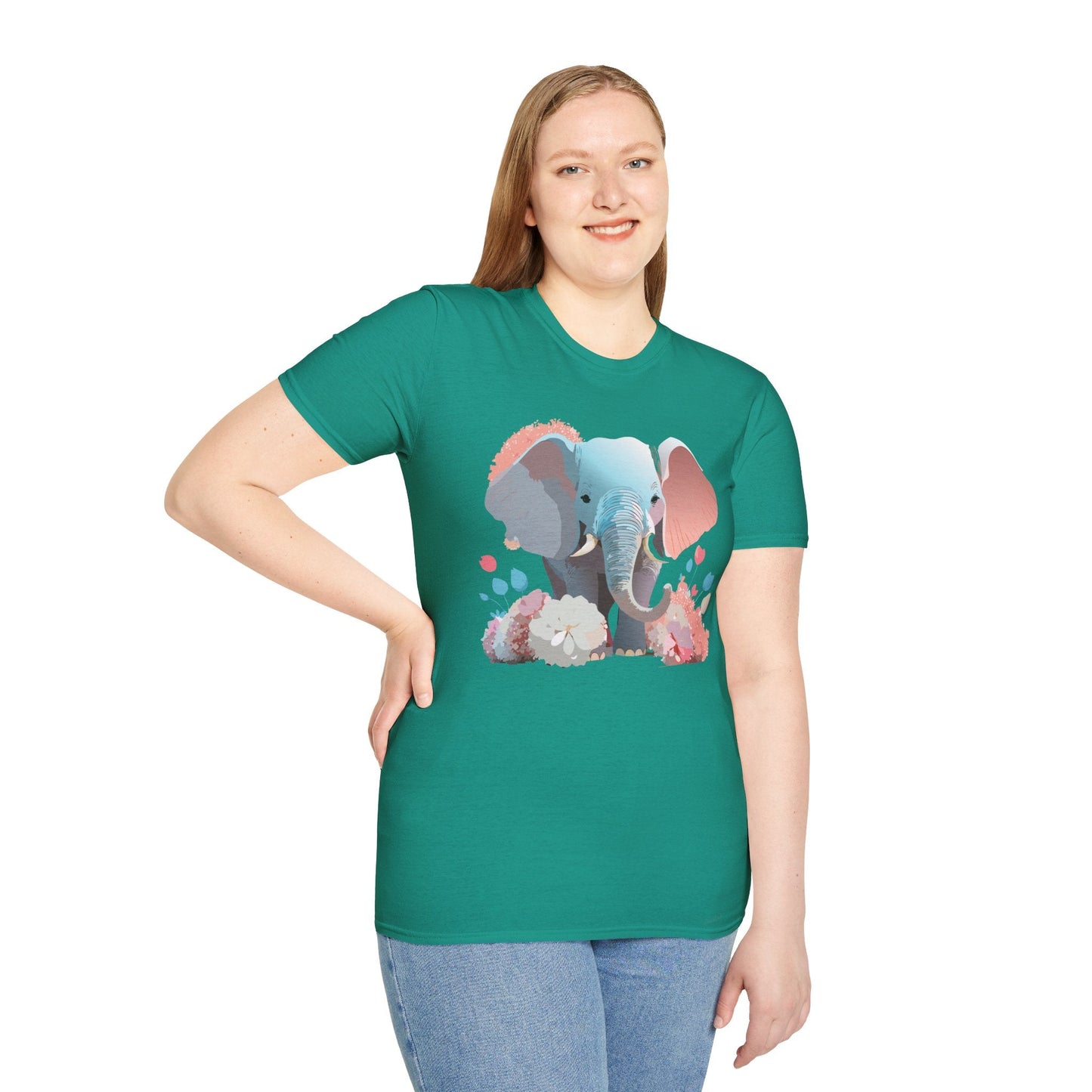 Elephant T Shirt Unisex Softstyle Graphic Tee With Elephant Animation Animal Print
