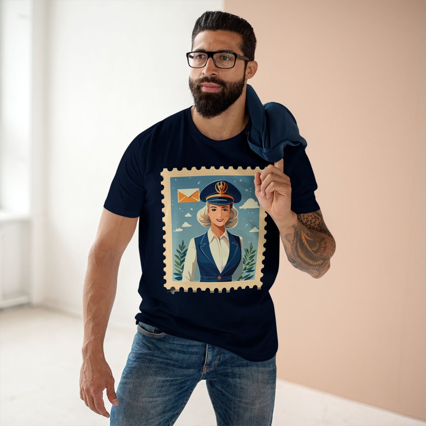 Stamp Shirt Postage Stamp Tee Unisex Premium Cotton Original Art Design Retro2Nova