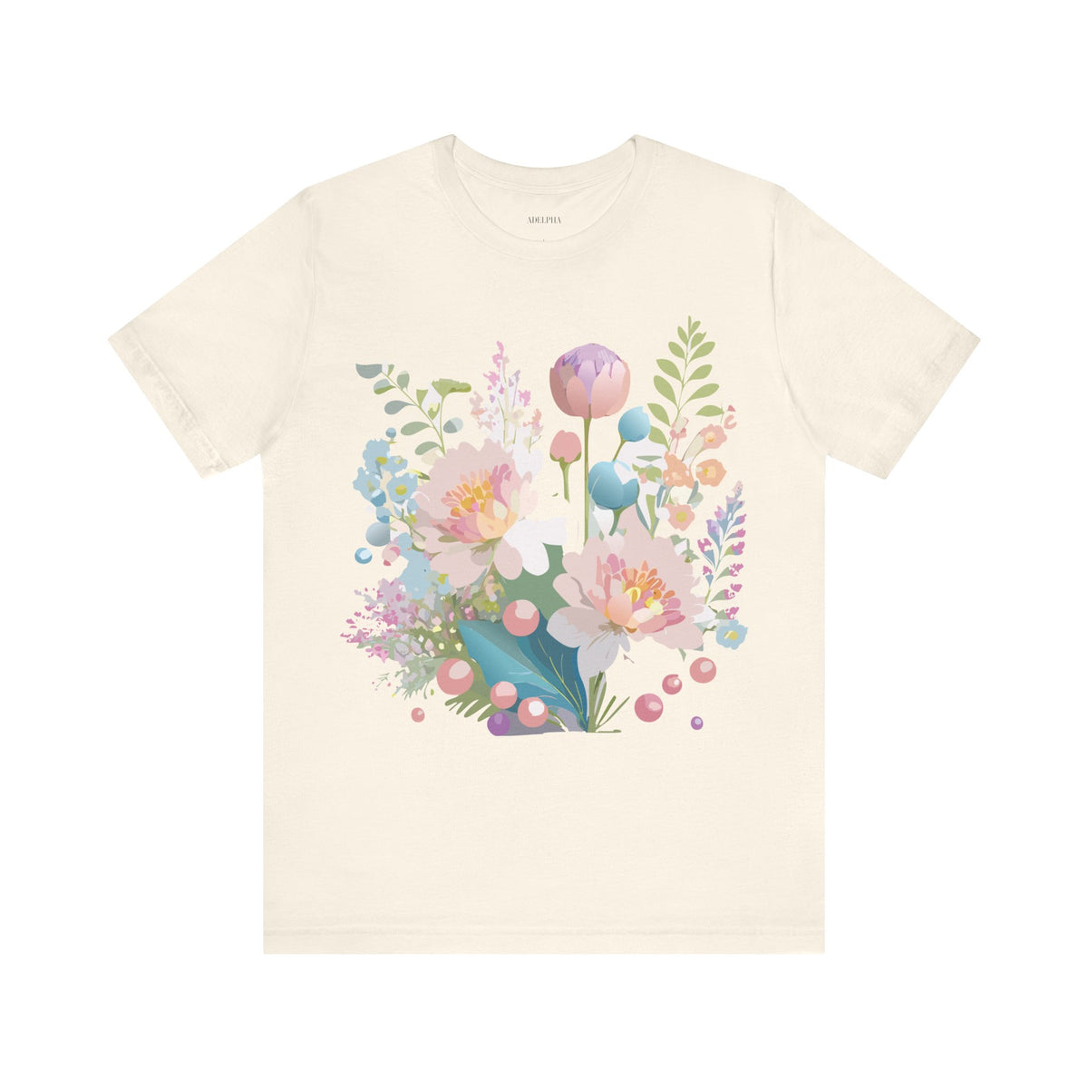 Floral Graphic Unisex Cotton Bella+Canvas Tee with Flowers Art Design n123