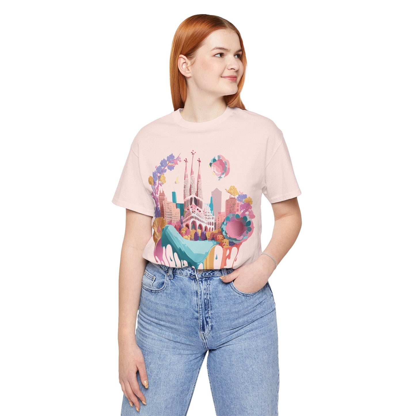 Unisex Graphic Tee Barcelona Design By Adelpha Vintage Artwork Unisex Jersey Short Sleeve Shirt