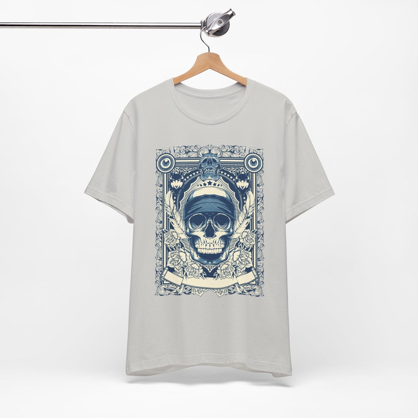 Skull Crown Graphic Tee Vintage Ornate Skull Illustration Rock Band T-Shirt
