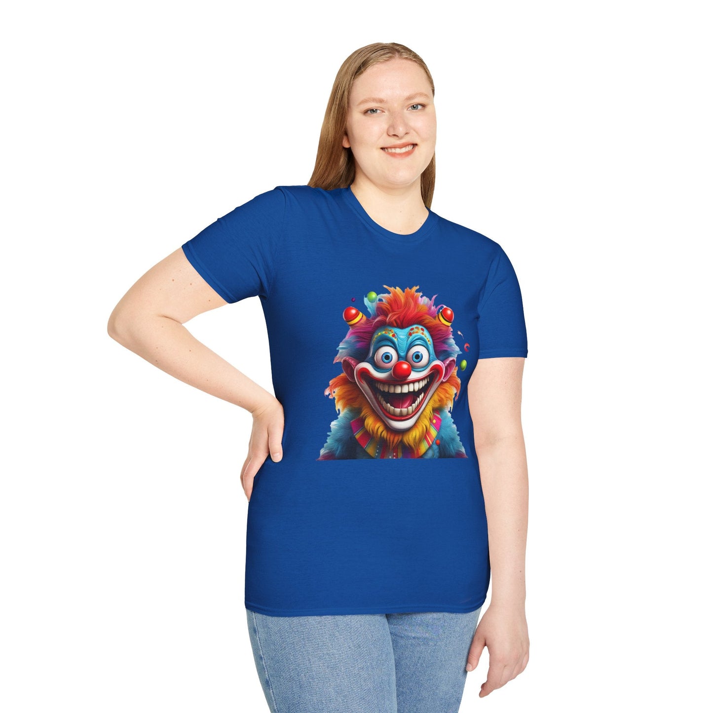 Clown Themed Unisex T Shirt Funny Man Circus Scary Man Tee Gildan Softstyle 64000 Cotton