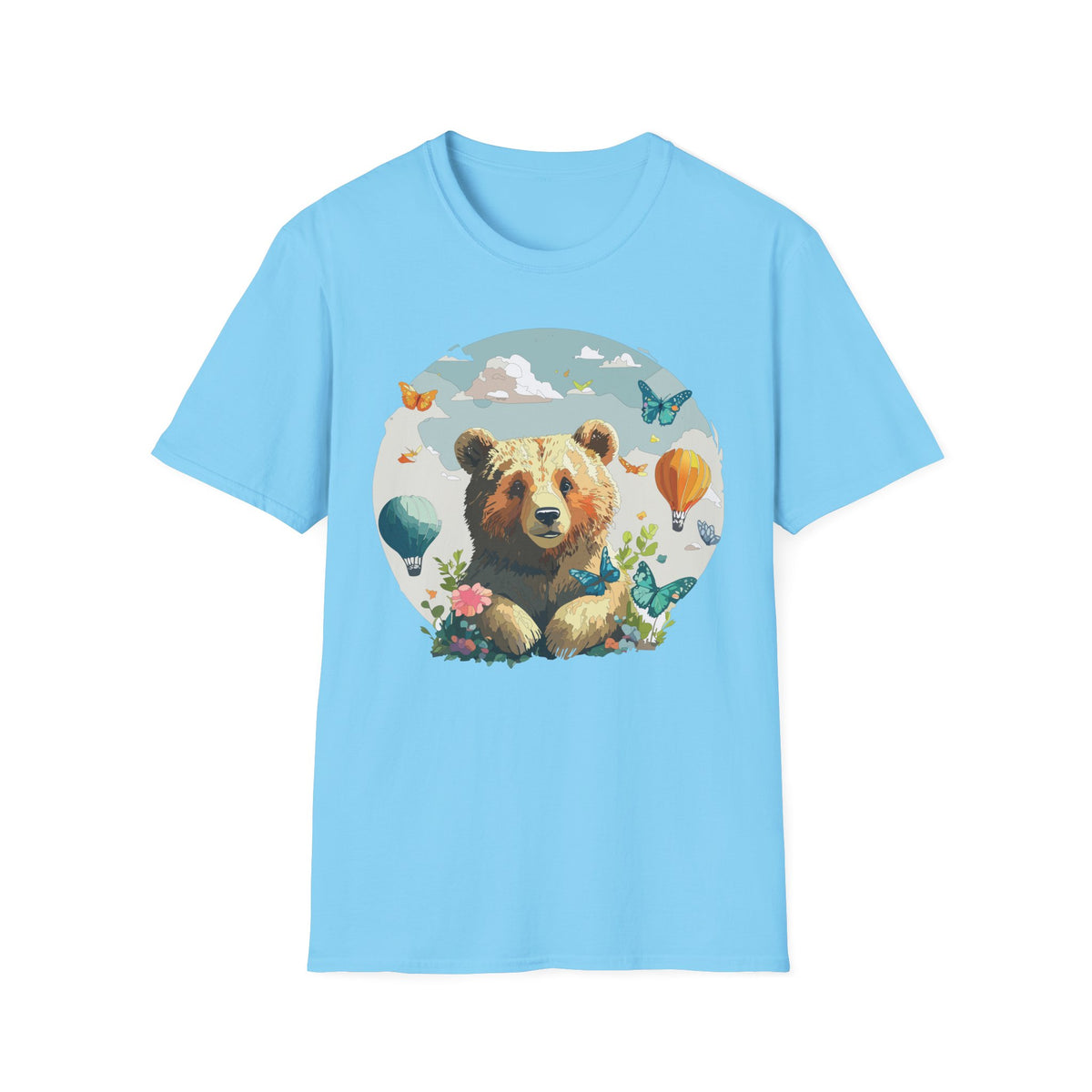 Cute Teddy Bear Balloon Garden Graphic Tee Unisex 100 Cotton Gildan T-Shirt