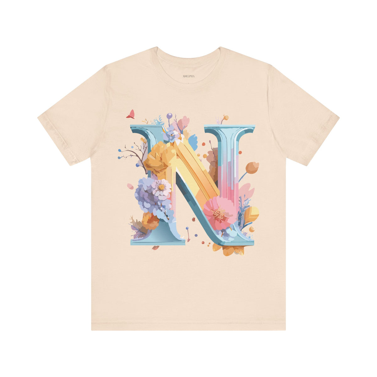 Letter N Graphic Unisex Cotton Bella+Canvas Tee with Art Letter Design