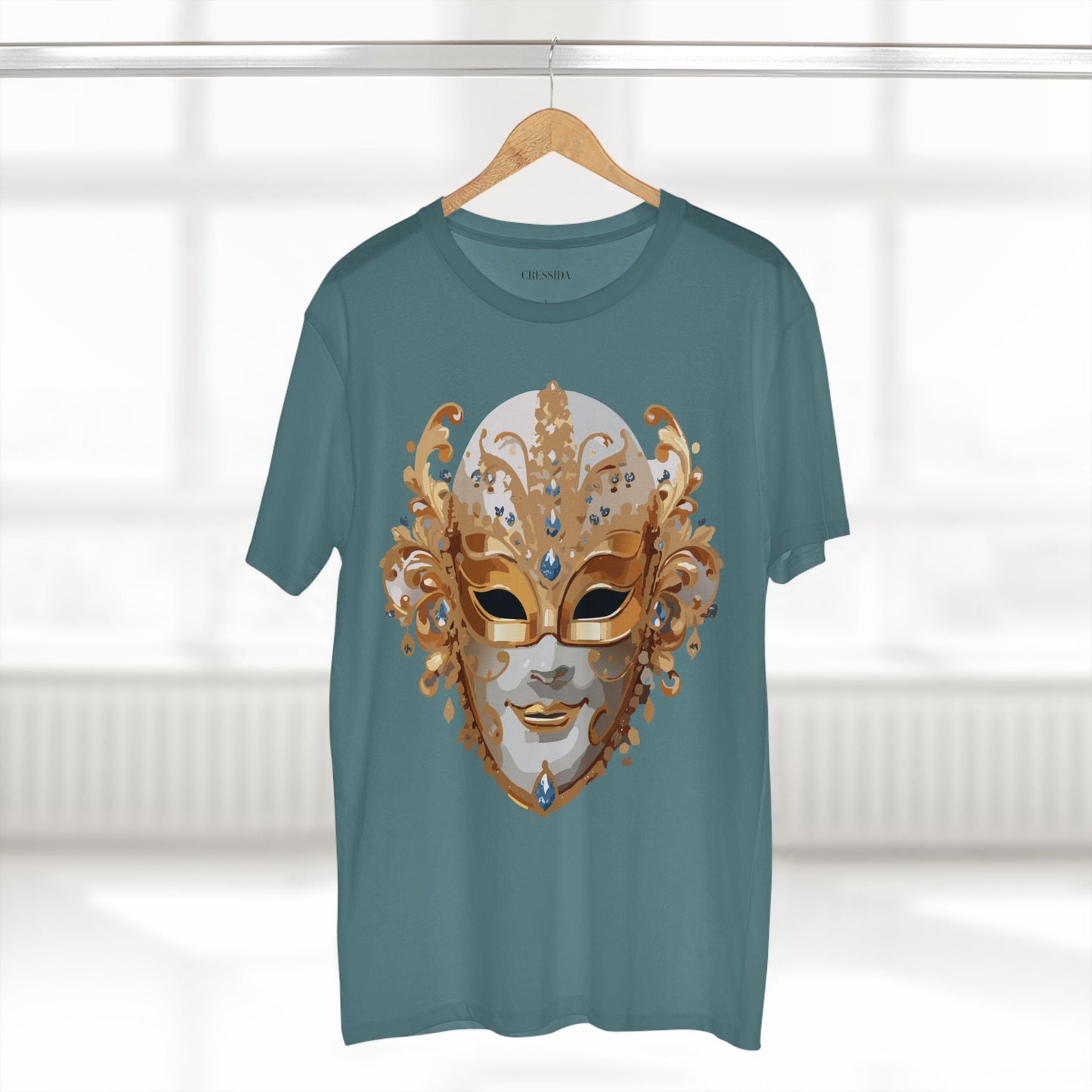 Carnival Mask Graphic T-Shirt Unisex 100 Cotton With Antique Gold Art Design Tee 20
