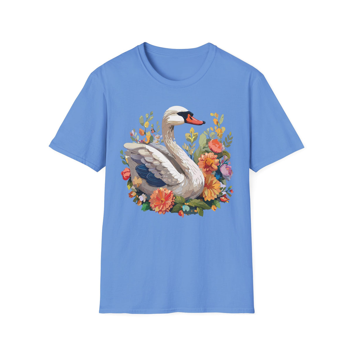 Swan Floral Illustration T-Shirt | Swans, Flowers, Botanical Art