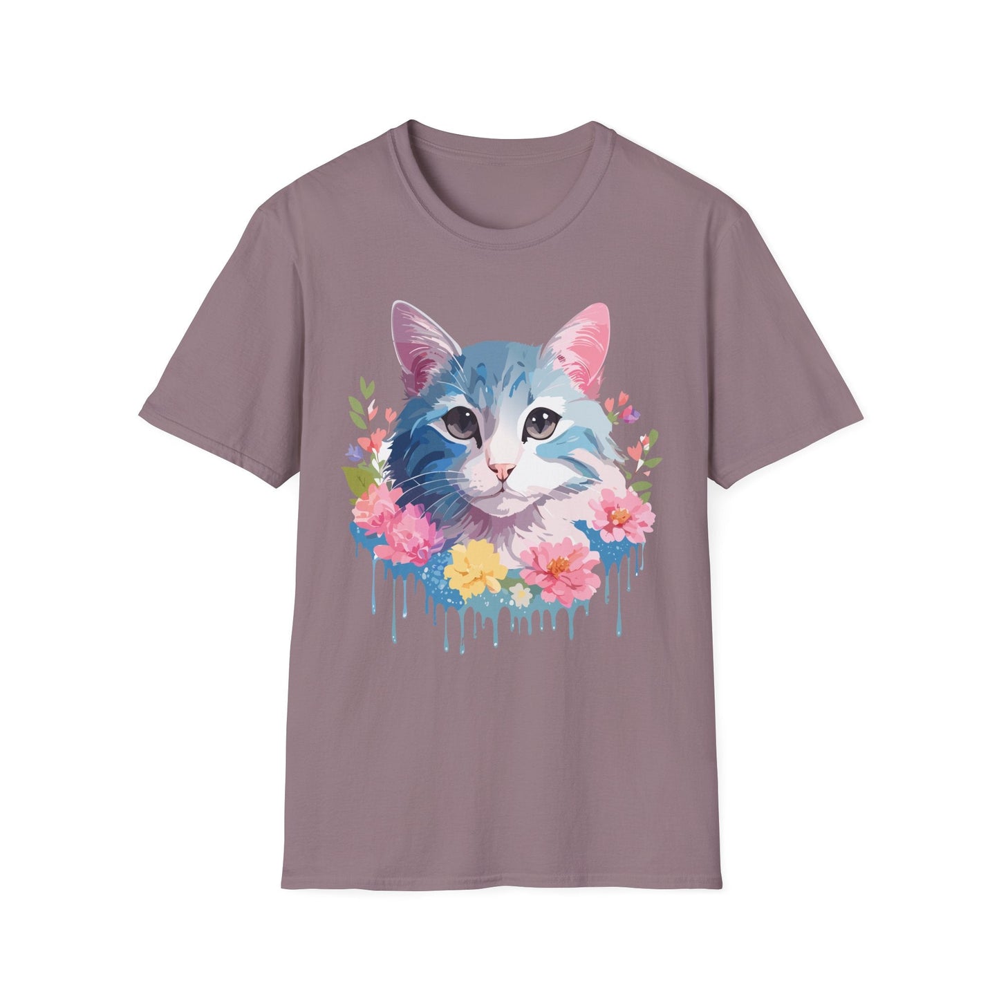 Cat Shirt Unisex Cat Tee Kitten Print Gildan Softstyle 64000
