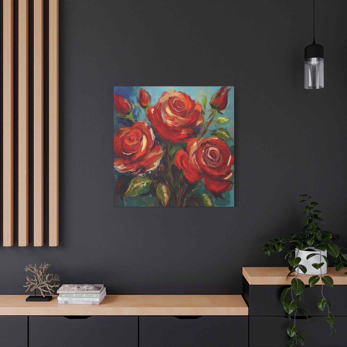 Red Roses Print Canvas, Roses Oil Paint Print 20x20, 24x24, 30x30, 32x32, 36x36, Floral Art Design Print Non-Frame MC-23