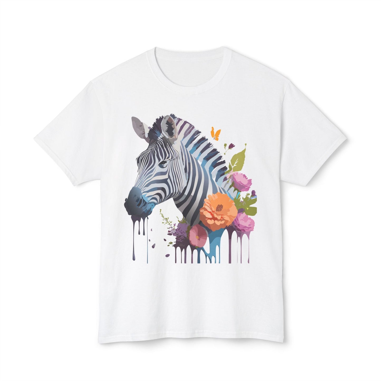 Unisex Zebra Art T Shirt With Full Color Print HD Cotton Tee Made In USA For Everyday Style