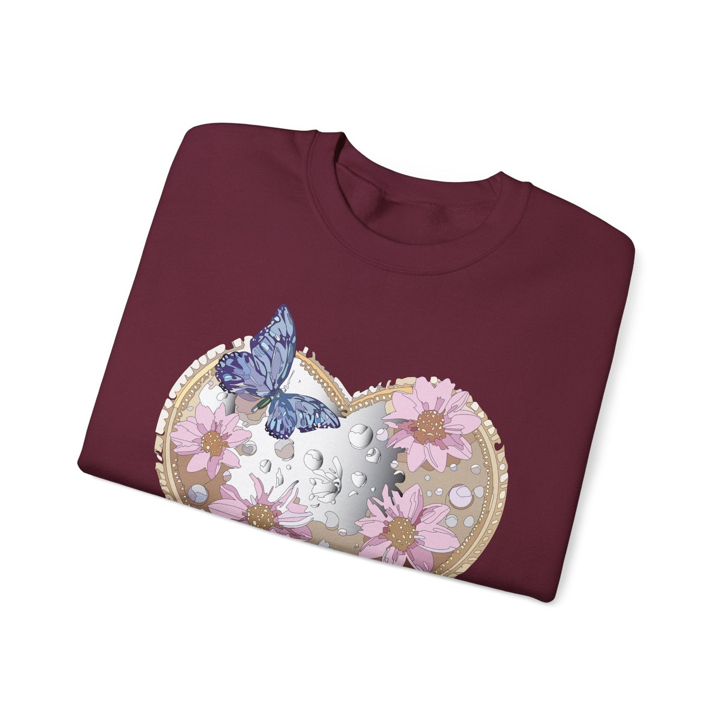 Floral Heart Love Sweatshirt For Valentines Day Unisex Heavy Blend Crewneck Sweatshirt