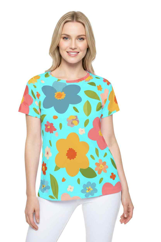 Women Poly Shirt with Floral Print F236