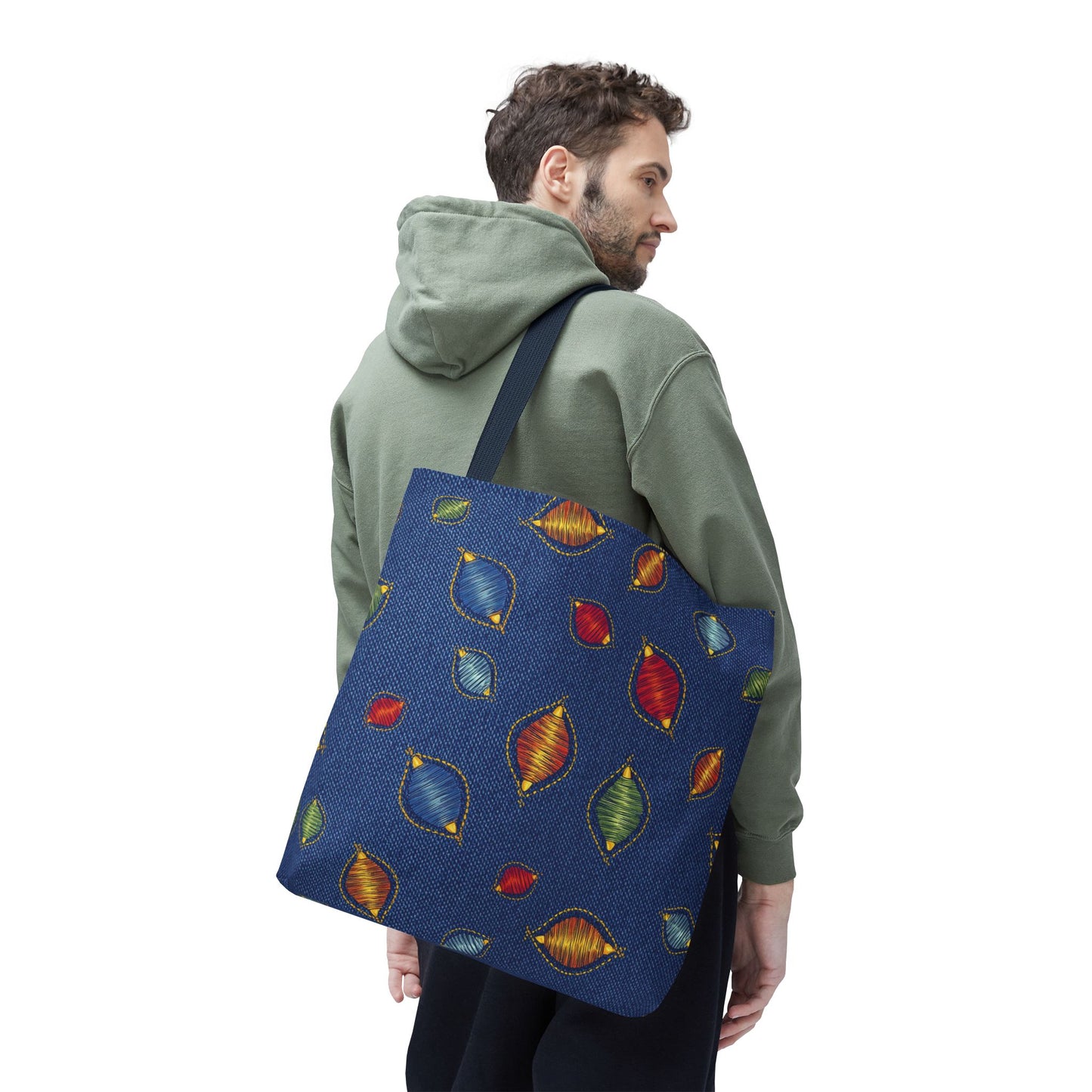 Diwali Graphic Denim Fabric Imitation Print Unisex Canvas Bag Poly Spun 3 Sizes Tote Bag 205-9