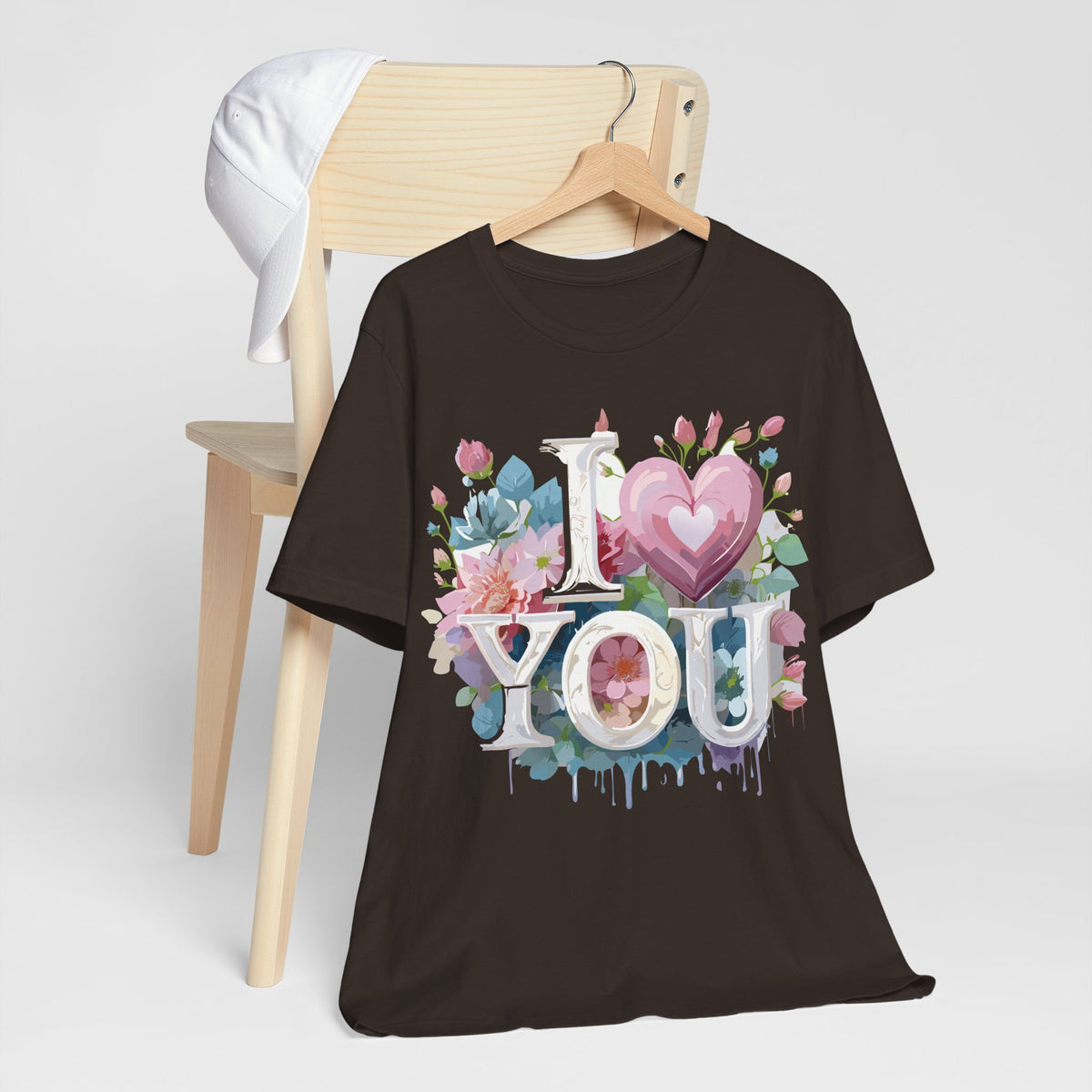 Valentine's Day Graphic Unisex Cotton Bella+Canvas Tee with Floral Art Design d126