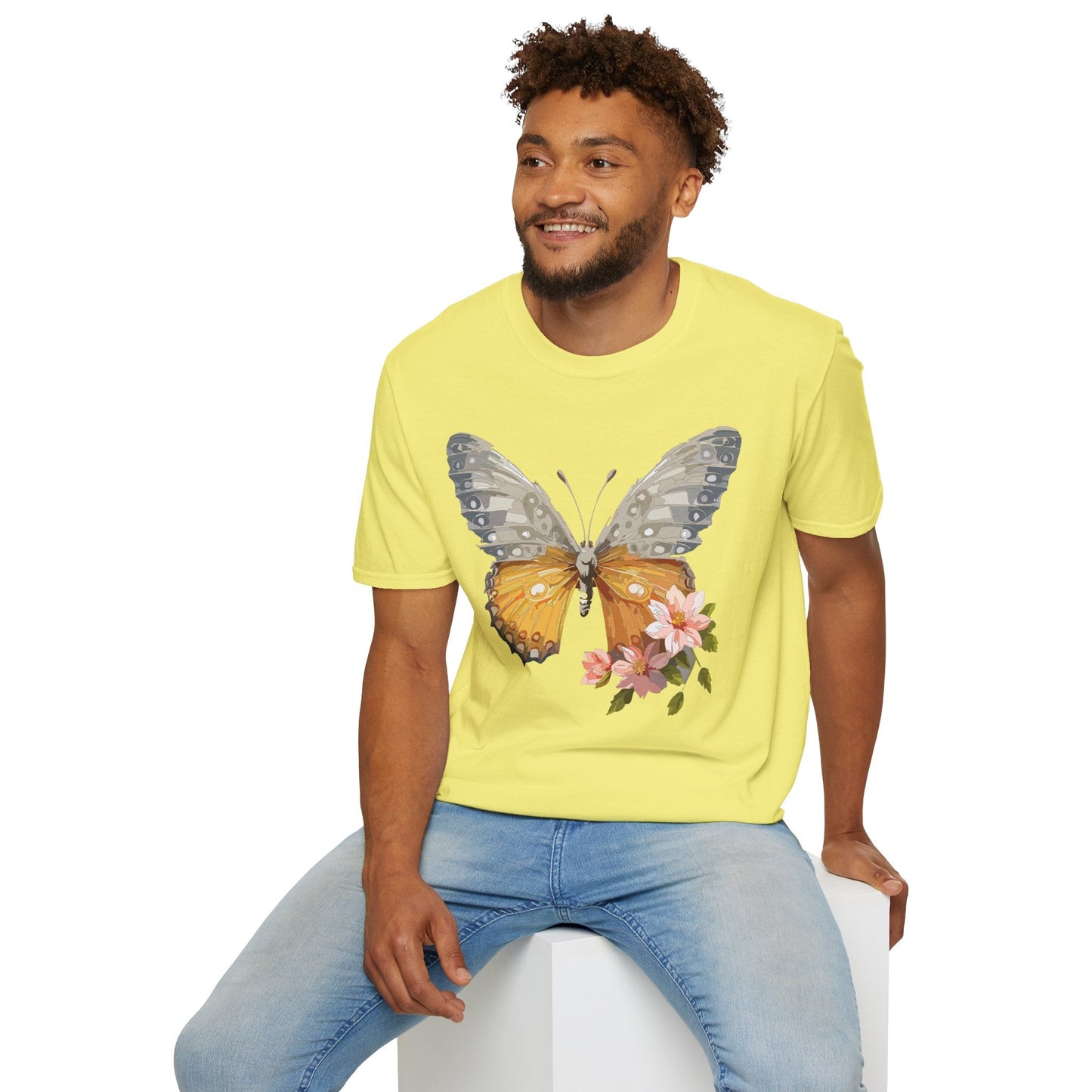 Unisex Butterfly T Shirt Monarch Print Softstyle Cotton Tee Gildan 64000 Lightweight Comfort