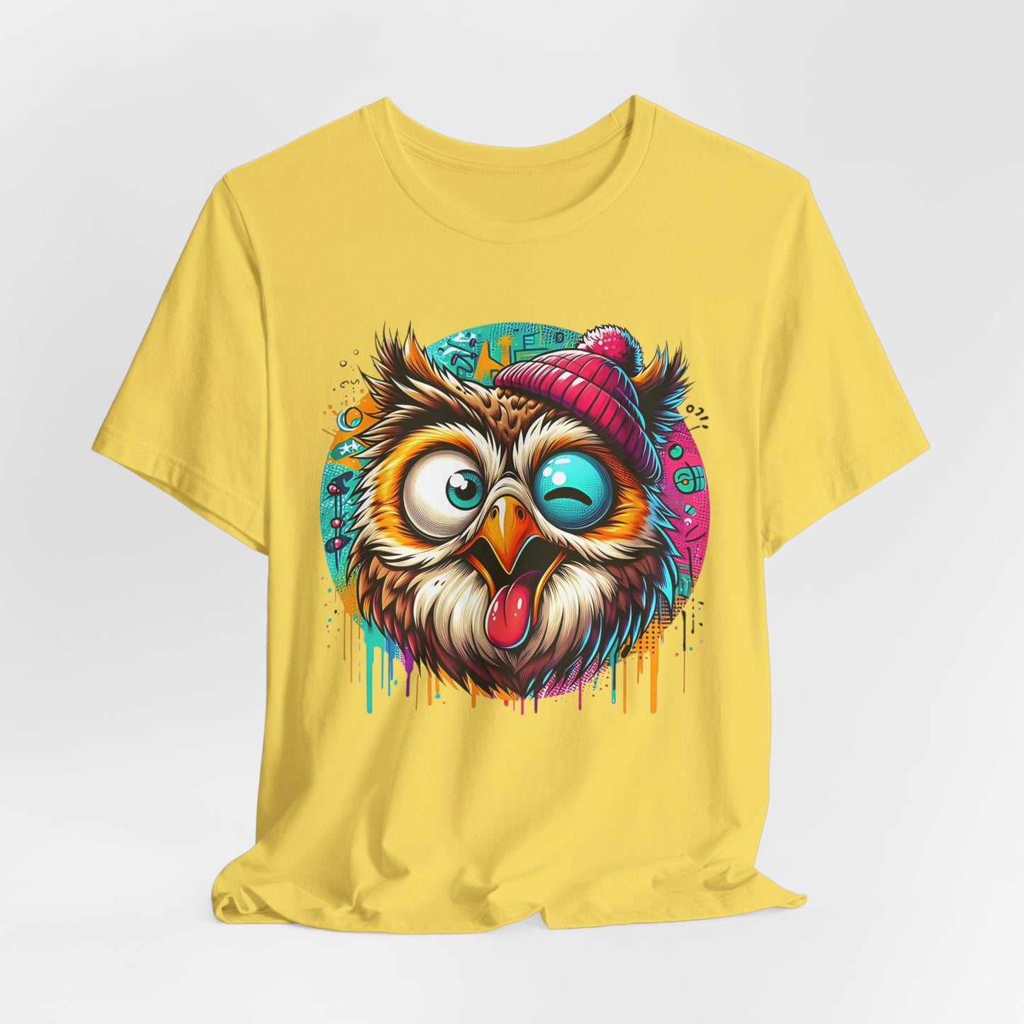 Colorful Owl Graphic Tee, Fun Owl Shirt, Funny Bird Shirt, Cute Cartoon Tees, Animal T-Shirt, Animal Tees, Art Design T-Shirt
