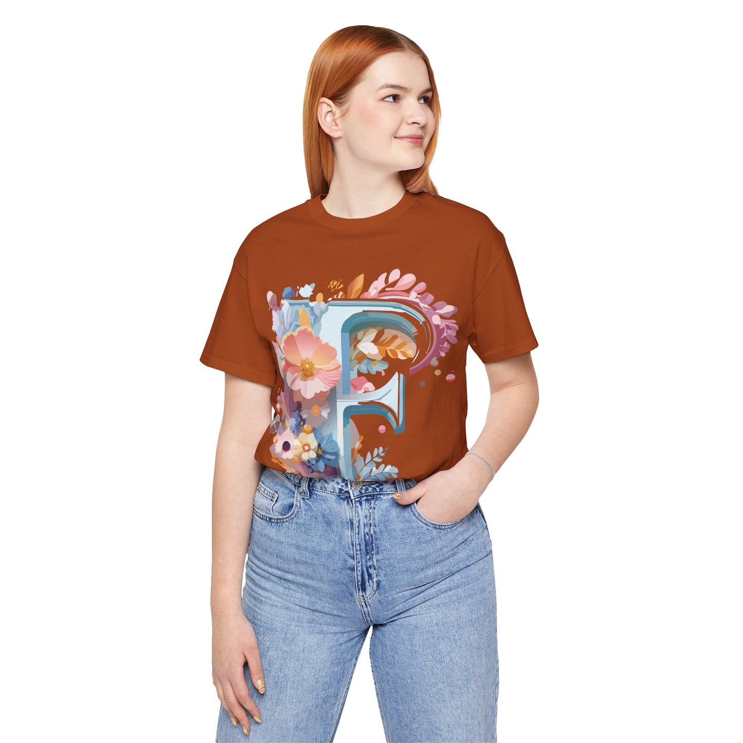 Letter F Graphic Tee Unisex Short Sleeve Vintage Inspired Adelpha Artwork Collection