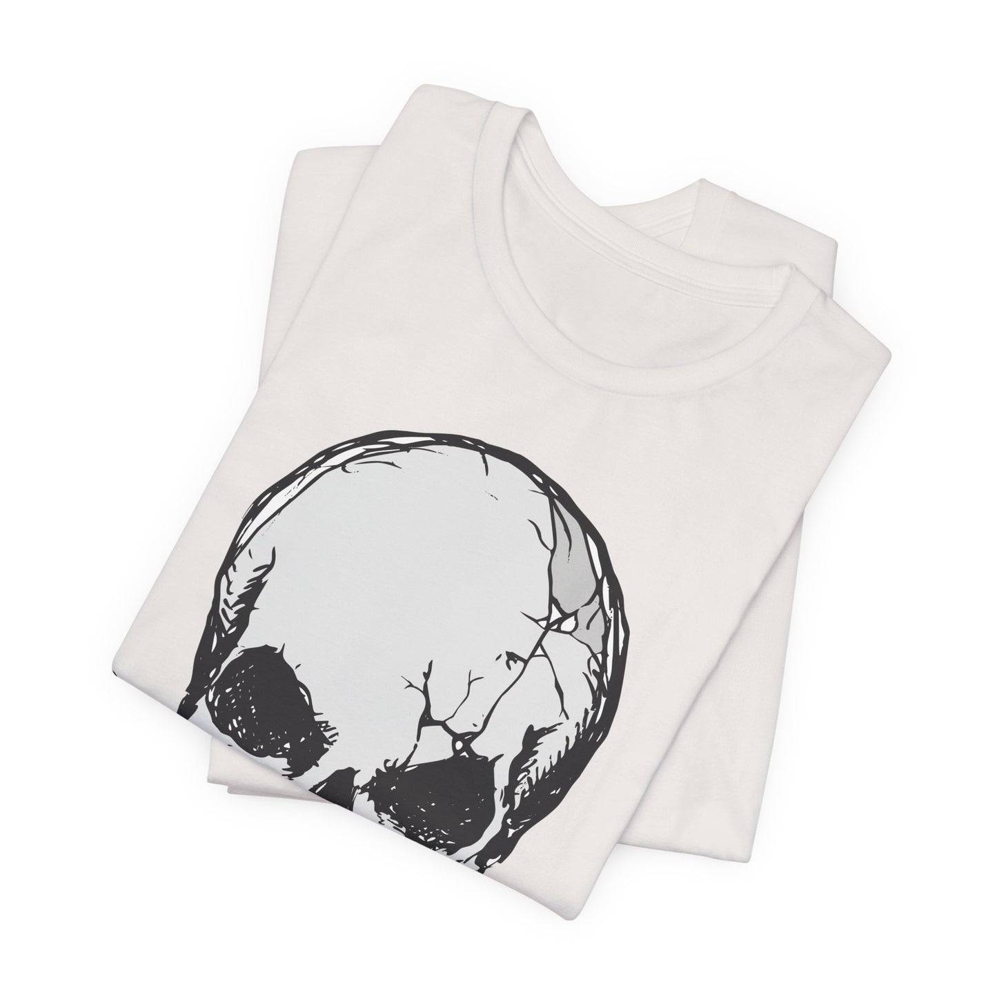 Grey Skull Graphic Design Tee, Skull Shirt, Vintage Tees, Art Design T-Shirt, Vintage Graphic Tee, Art Shirts with Skulls