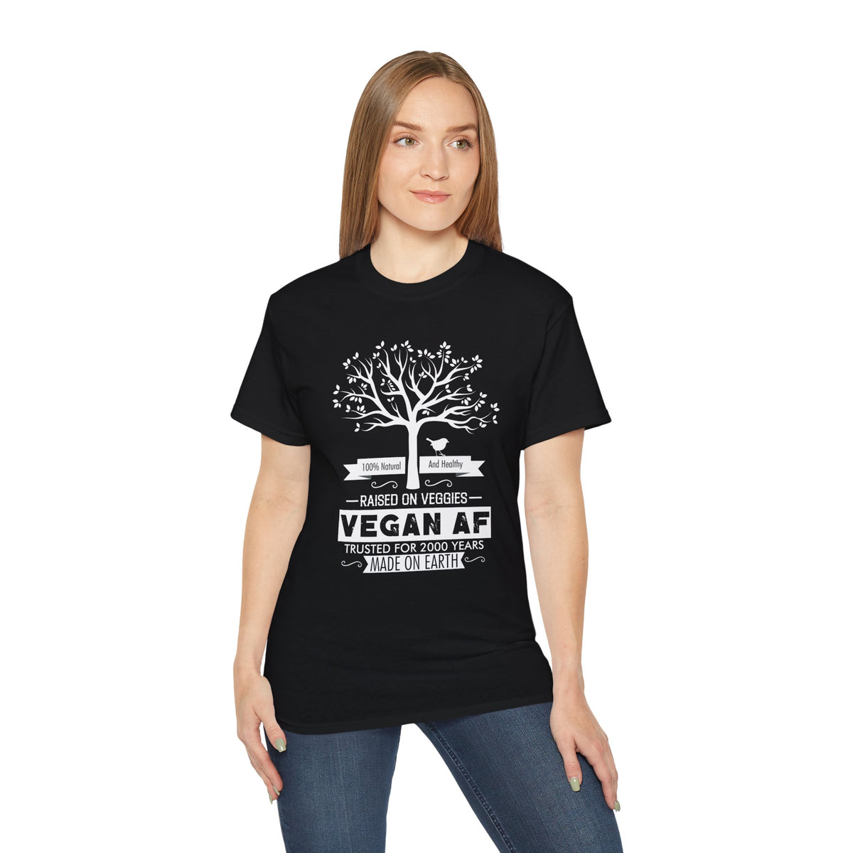 Vegan AF Tree Graphic Tee | Raised on Veggies, 100% Natural Shirt