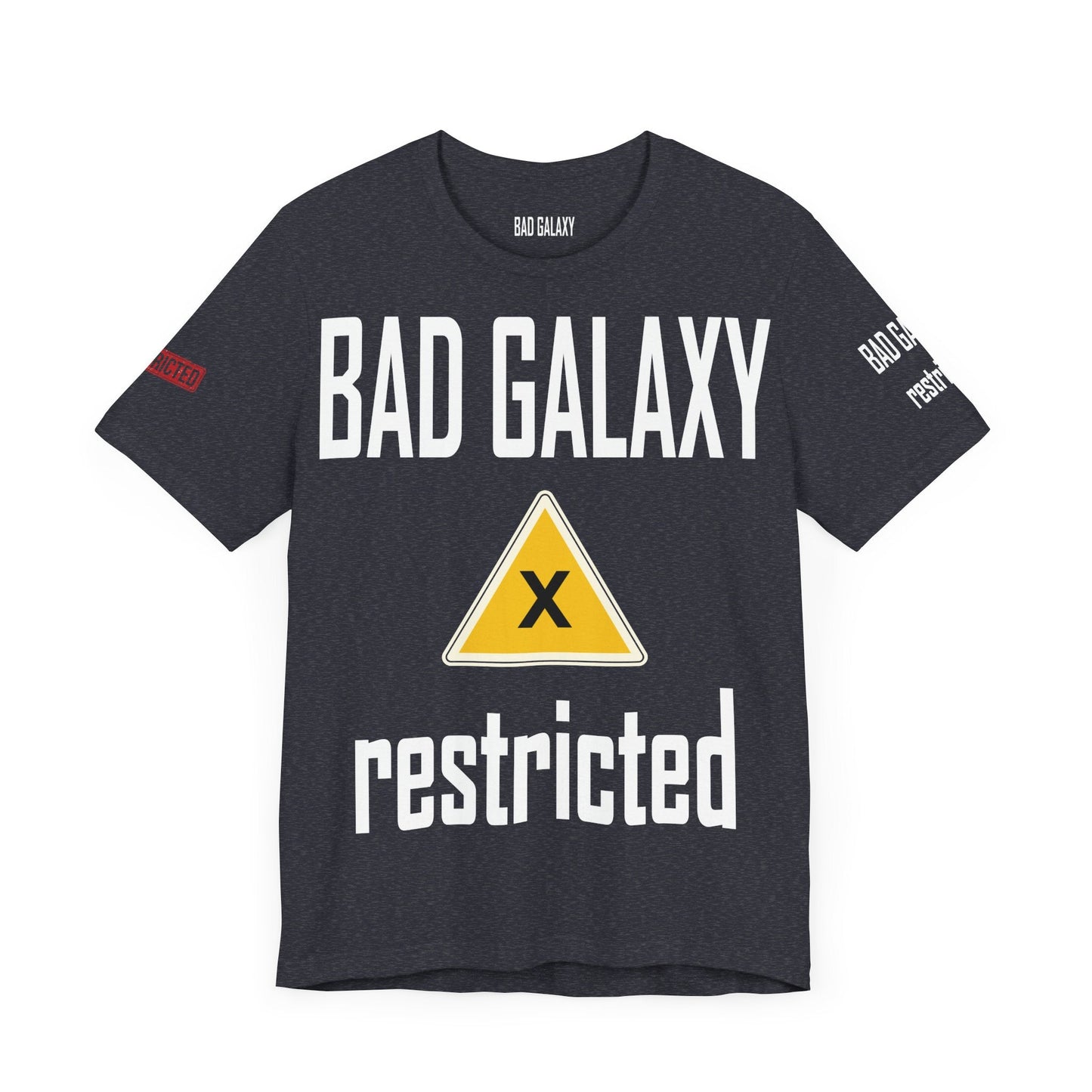 Bad Galaxy Tee Shirt With Red Stamp Made To Order 100 Percent Cotton Eco Friendly Inks USA