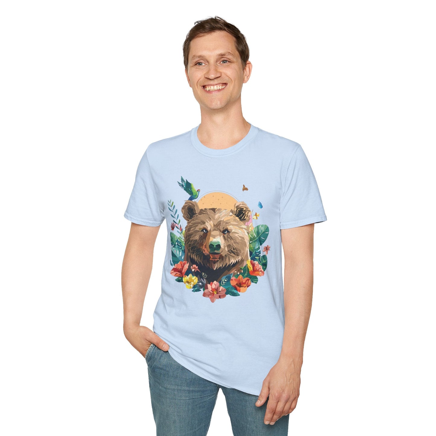 Bear T Shirt Unisex Graphic Tee Bear Lover Gift 100 Percent Ring Spun Cotton Softstyle 64000 Gildan