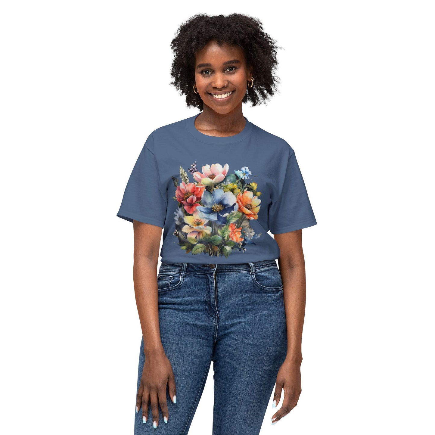 Unisex Floral T Shirt With Vintage Flower Art Print Premium Cotton Tee Soft Breathable Everyday Wear